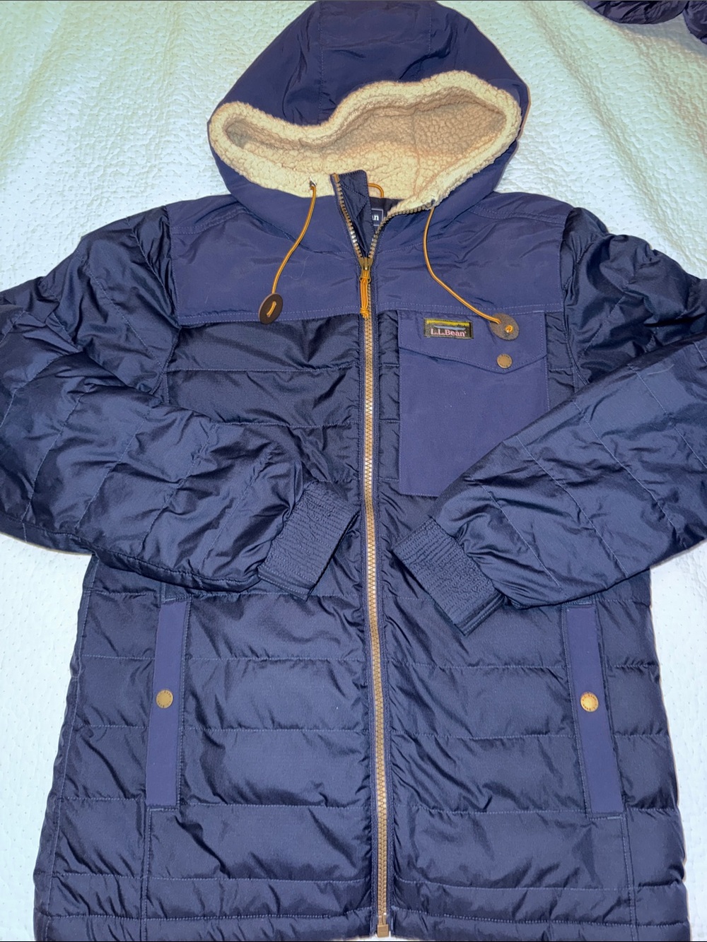 L.L. Bean Men’s Mountain Classic Down Sherpa-Lined Hooded Jacket